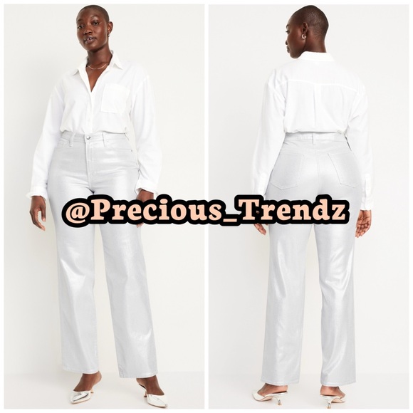 ☀️ Old Navy High-Waisted Silver Shine OG Loose Jeans Women’s Plus Size 18 - Picture 6 of 6